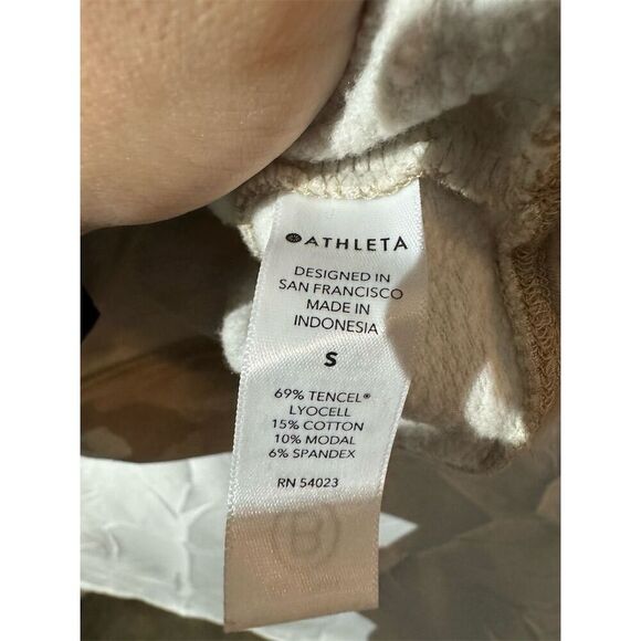 Athleta Oversized Pullover Sweatshirt S Luxe Oatmeal Camo Crewneck Athleisure - Picture 9 of 10